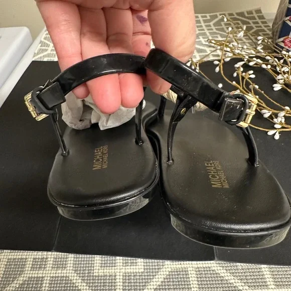 Michael Kors Holly Rope Black Sandals Size 8 M flat Comfy Summer New - Picture 4 of 7